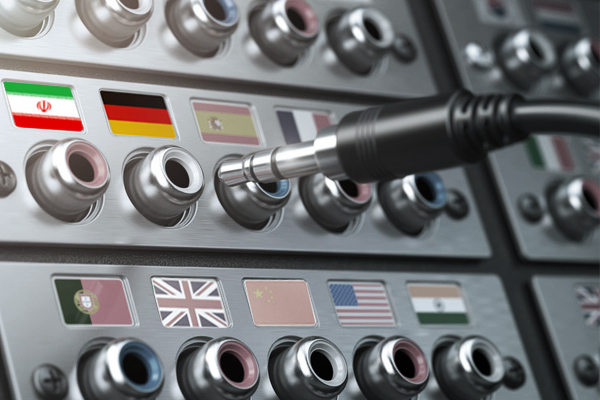 Länderflaggen auf einer Telefonanlage